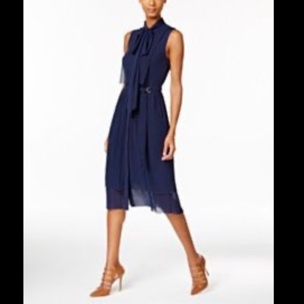 {Michael Kors} Pleated Blue Dress - Picture 2 of 14